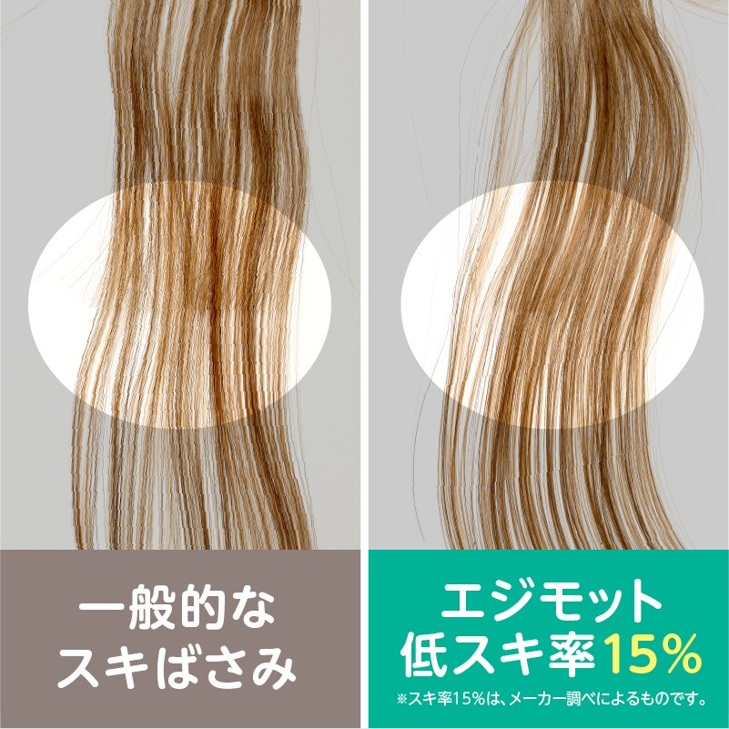 少しずつ髪の量を調整しやすい、スキ率15%※のスキばさみ