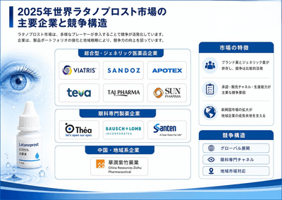 図. 世界のラタノプロスト市場:競争環境と主要メーカー