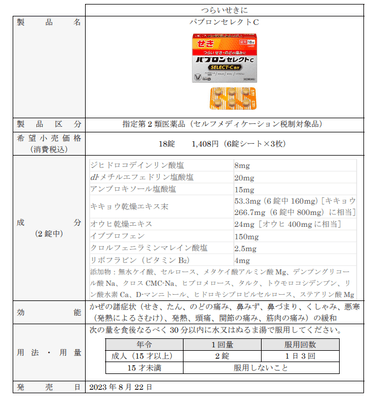 製品概要 パブロンセレクトC
