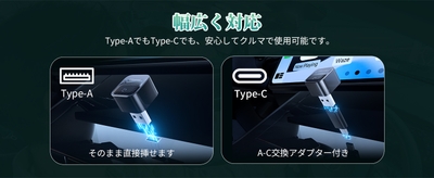 パッケージにはUSB-A／USB-C変換アダプターを同梱。