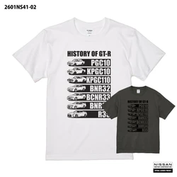 GT-Rの歴史を一枚に。PGC10からR35まで歴代モデルを描いた「NISSAN HISTORY OF GT-R Tシャツ」が登場！楽天市場で予約販売開始。