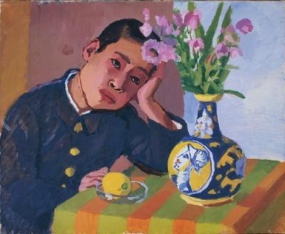 小林徳三郎《花と少年》1931年 ふくやま美術館