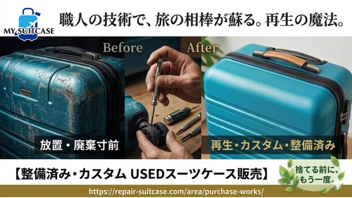 ≪MY SUITCASE≫ 社会問題化する「放置スーツケース」をリペア技術で解決　 整備済み・カスタムUSEDスーツケースの販売を開始