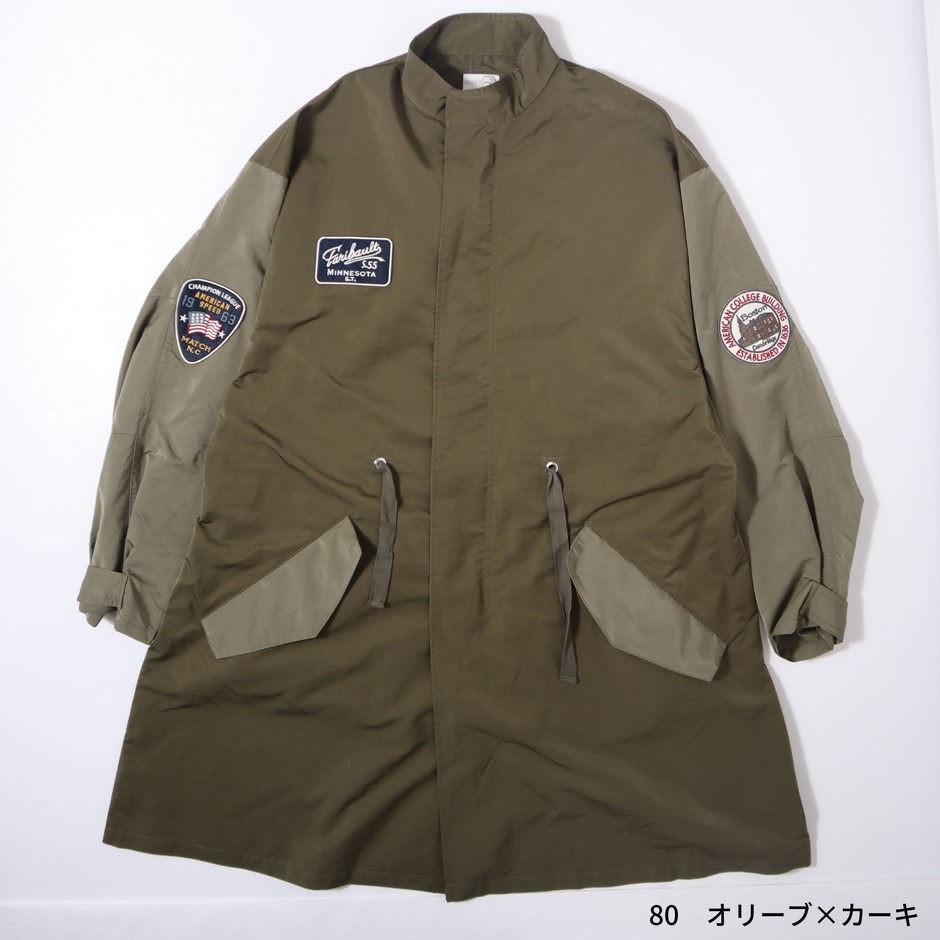 オリーブ×カーキ コート 前