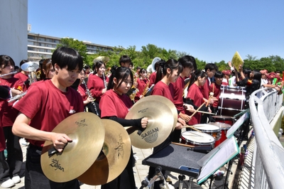 新応援曲を演奏する吹奏楽部