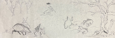 絵巻の一部(トロロアオイの栽培シーン)
