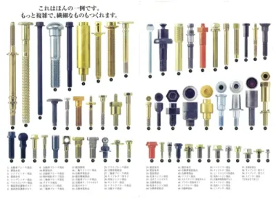 桂川精螺製作所の製品カタログより。部品は主に自動車やバイクなどで使われ、エンジンやハンドル、シートベルト、ドア、カーエアコンなどさまざまな箇所に組み込まれている(写真提供:桂川精螺製作所)