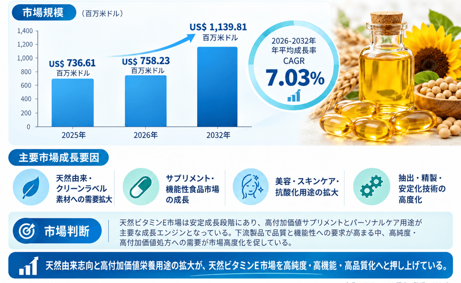 図. 世界の天然ビタミンE市場規模と成長見通し