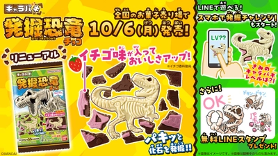 シリーズ累計出荷数2億個突破！ 「キャラパキ 発掘恐竜チョコ」に イチゴ味が加わりおいしさアップ！