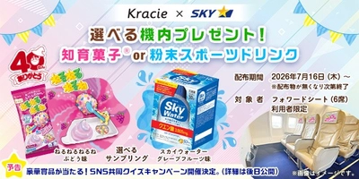 スカイマーク×クラシエ 共同企画！
「知育」と「水分補給」で、空から夏休みの旅をサポート！
