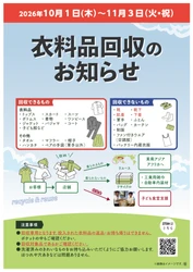 10月1日（木）から11月3日（火・祝）までライフ274店舗で衣料品回収を実施！