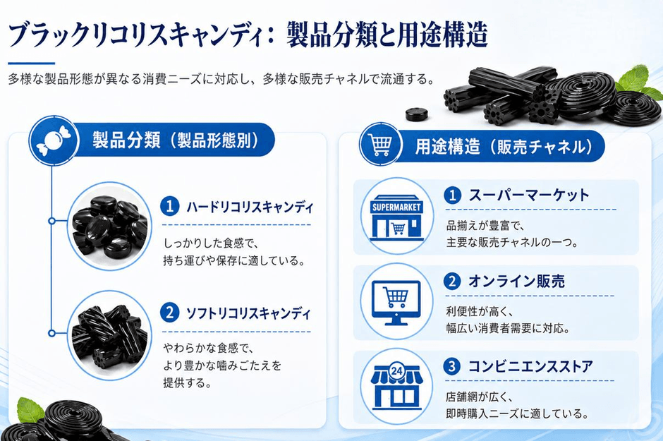 図：ブラックリコリスキャンディ製品分類と用途構造