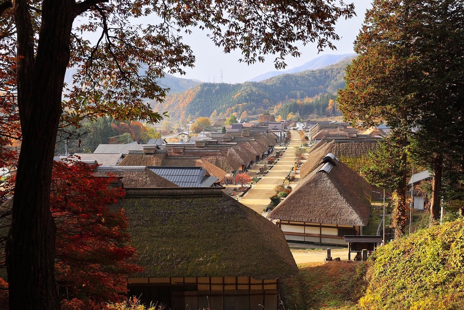 秋の大内宿