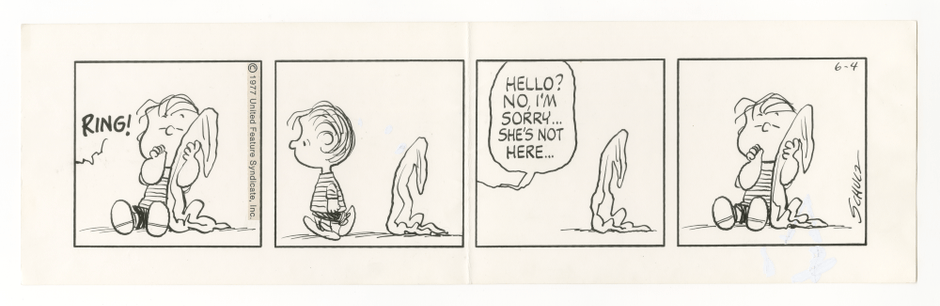 「ピーナッツ」原画　1977年6月4日 (C) Peanuts Worldwide LLC