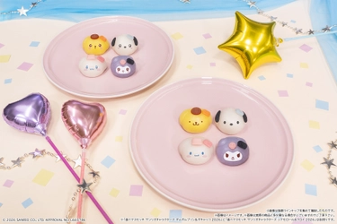 サンリオの人気4キャラクターが お祝いの王冠を身につけて食べマスモッチに登場！