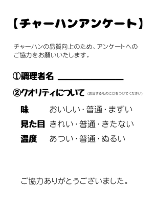 チャーハンアンケート