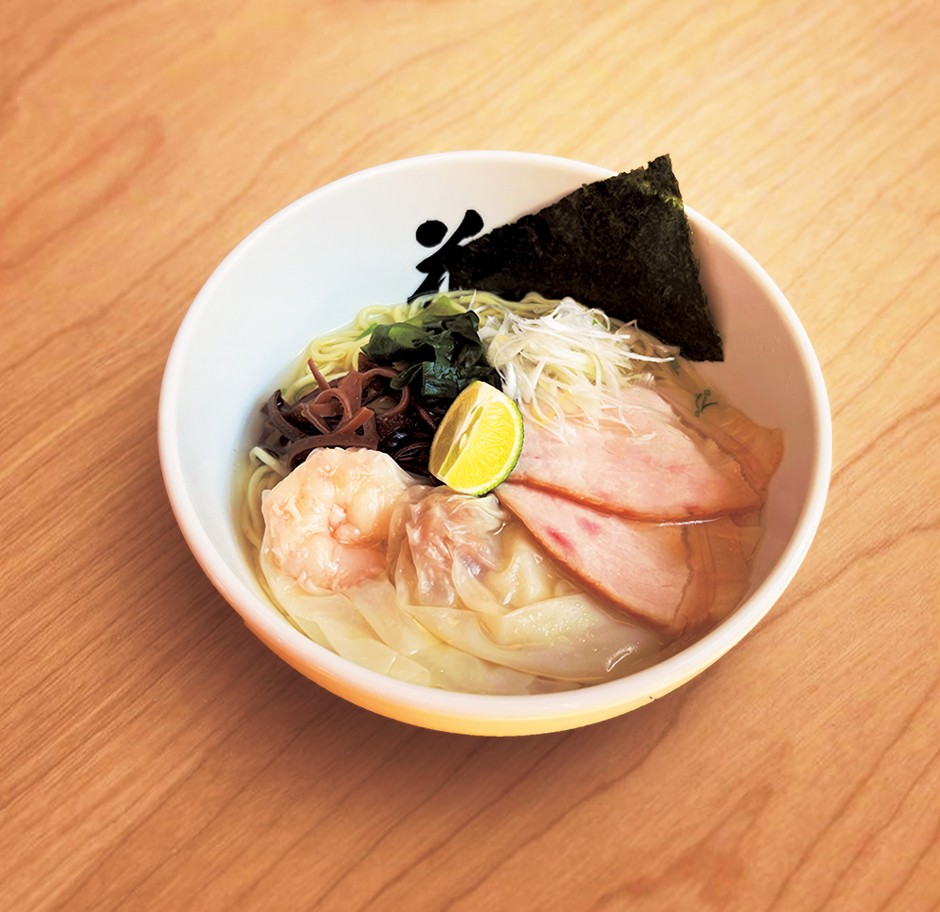 【酒田ラーメン 花鳥風月】「かぼすと貝出汁ワンタンメン(塩)】