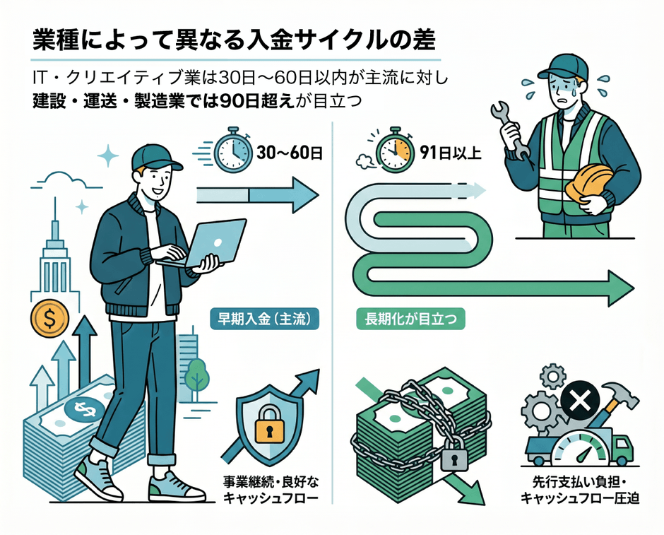 業種によって異なる入金サイクルの差