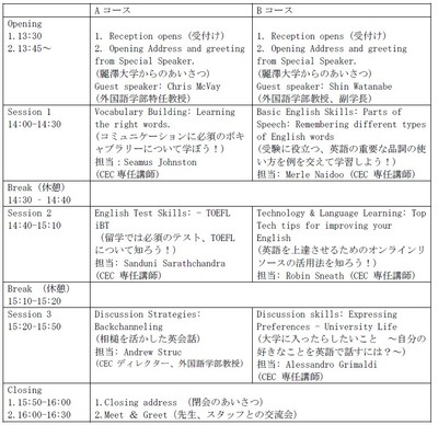 タイムスケジュール