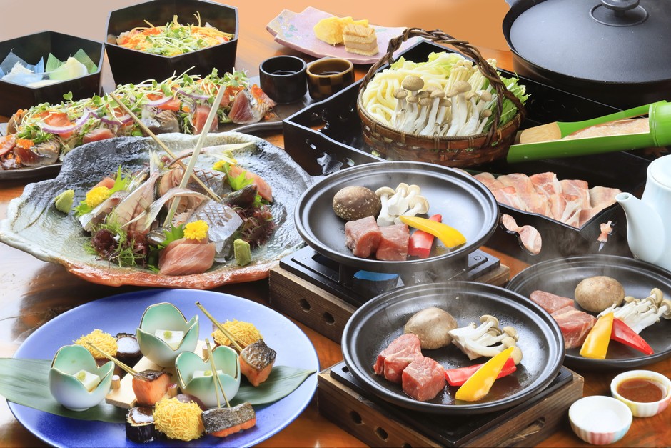 牛の陶板焼きコースを味わって