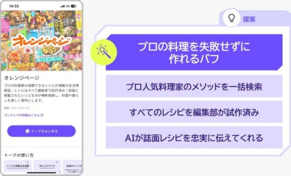 「Buffmee」アプリ内での生活情報誌『オレンジページ』利用イメージ